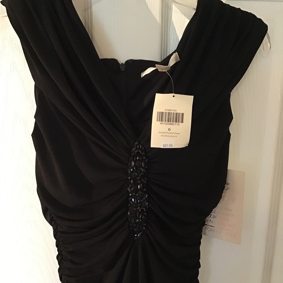 Boston Proper Jeweled Ruched Dress Proper Black - Picture 5 of 11